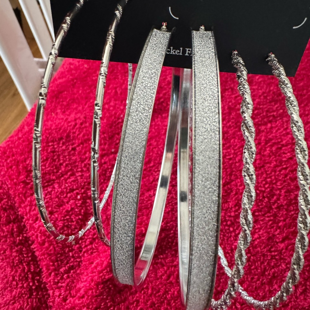 Edge Silver Hoop Earrings